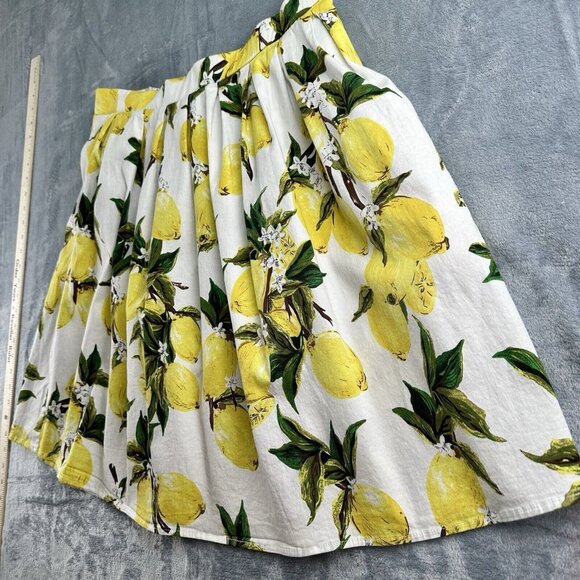 Taydey Womenβs Skirt XL White/Yellow Lemon  A-Line Pleated Vintage Cotton NWOT - Picture 13 of 16